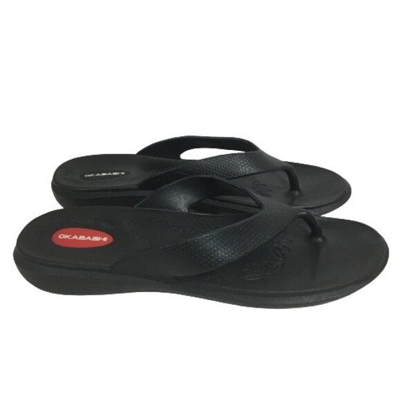 Okabashi Women's Size M/L Black Flip Flops Thongs Sandals Beach Slip On Made USA - Picture 7 of 10